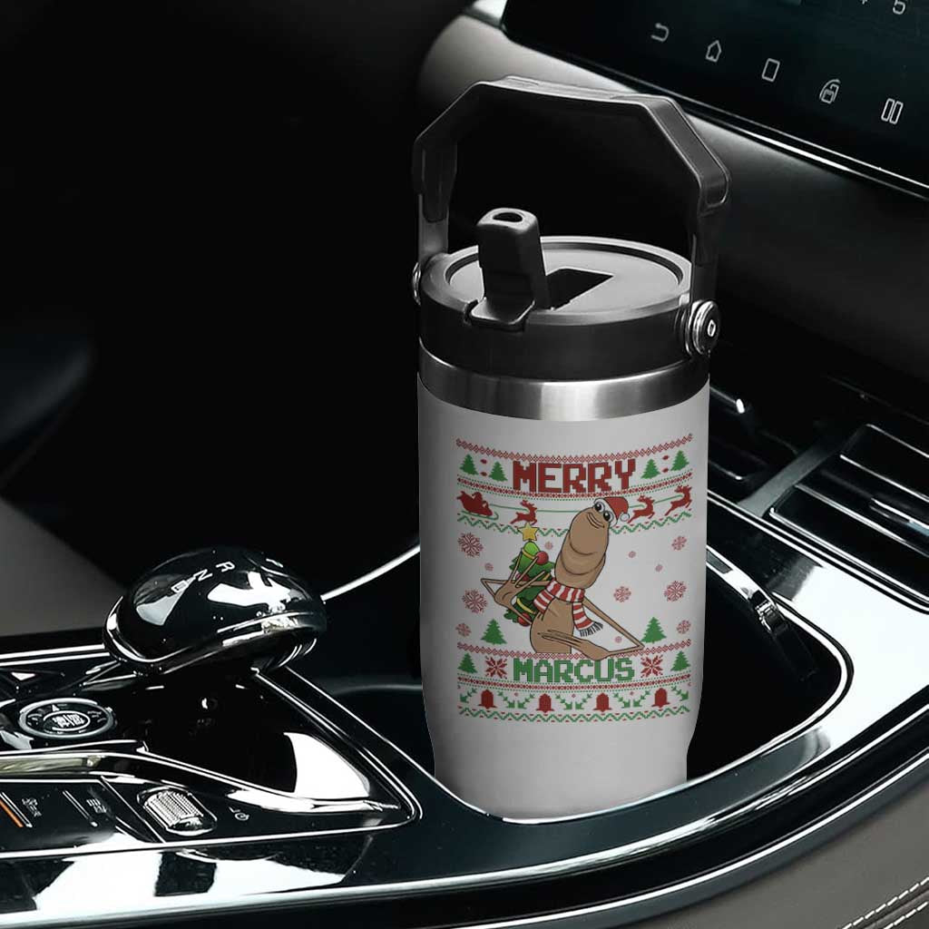 Marcus The Worm Christmas Meme Flip Straw Tumbler Funny Brain Rot Xmas TS14 Print Your Wear