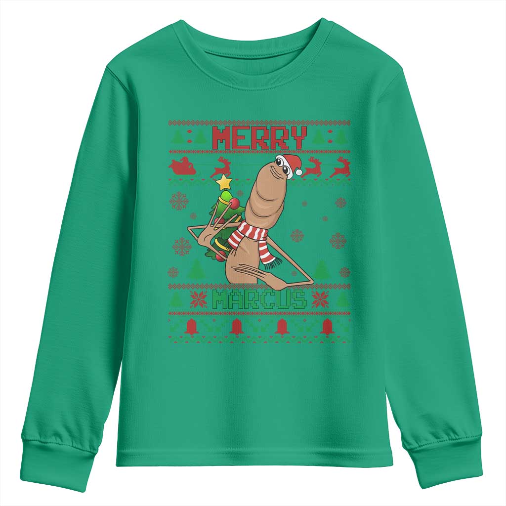Marcus The Worm Christmas Meme Youth Sweatshirt Funny Brain Rot Xmas TS14 Irish Green Print Your Wear
