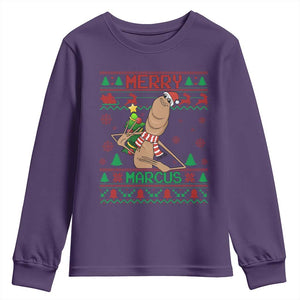 Marcus The Worm Christmas Meme Youth Sweatshirt Funny Brain Rot Xmas TS14 Purple Print Your Wear