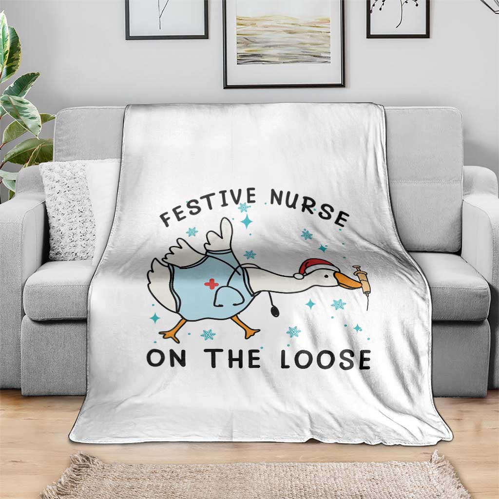 Funny Goose Nurse Christmas Throw Blanket Festive Nurses On The Loose TS14 Print Your Wear