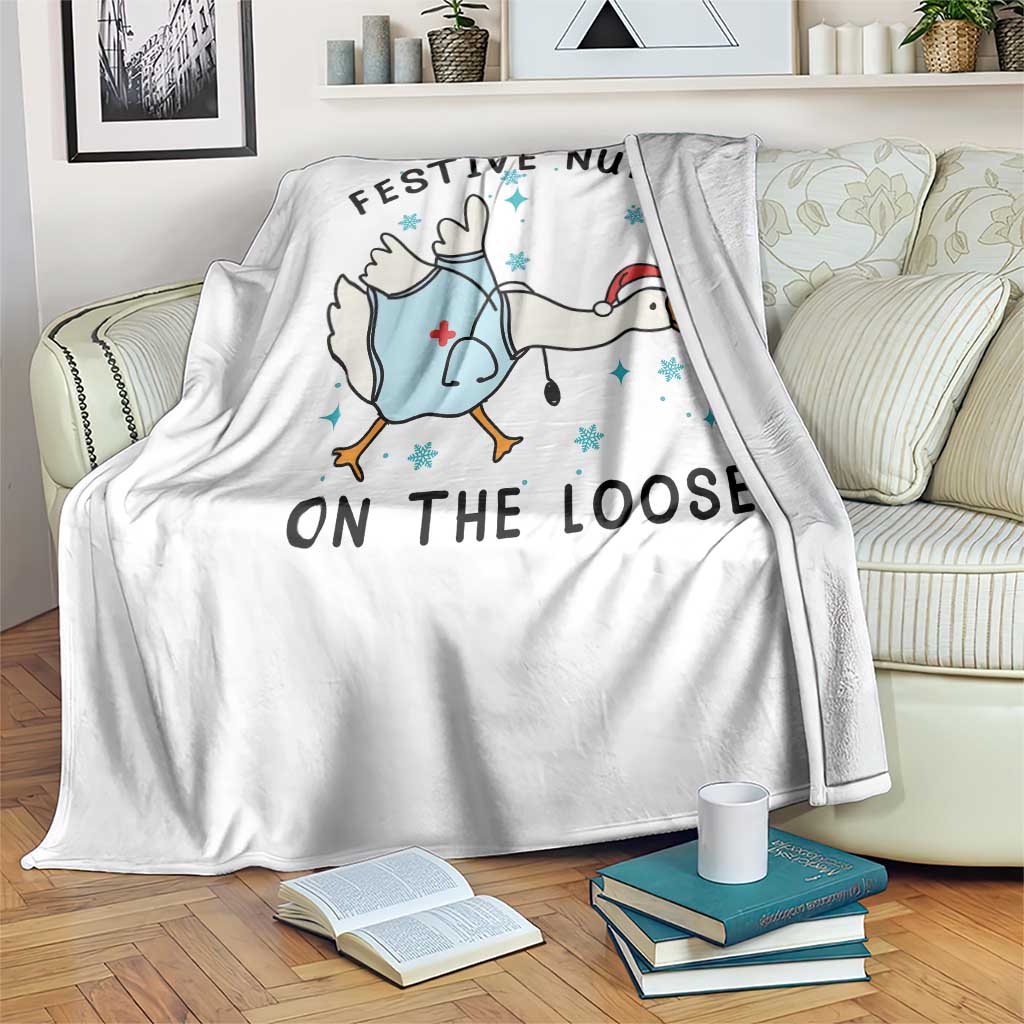 Funny Goose Nurse Christmas Throw Blanket Festive Nurses On The Loose TS14 Print Your Wear
