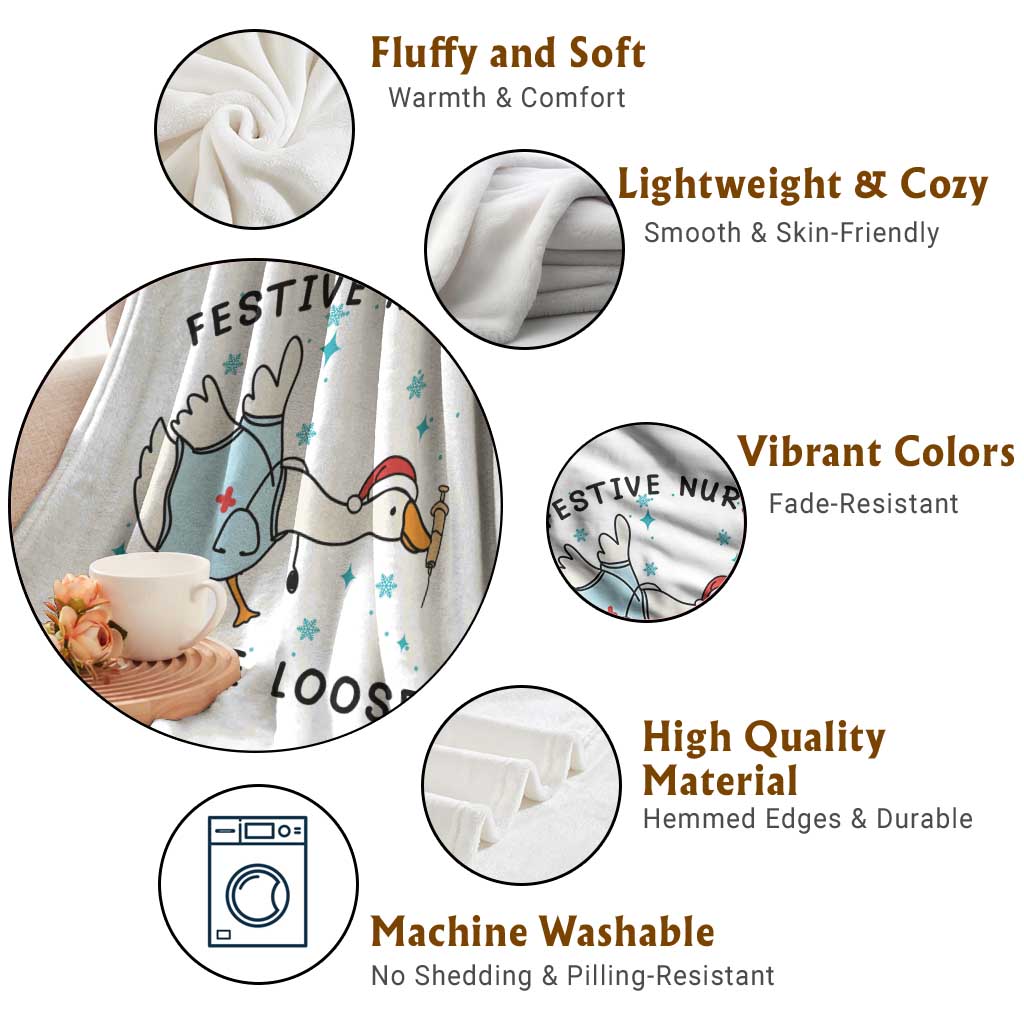 Funny Goose Nurse Christmas Throw Blanket Festive Nurses On The Loose TS14 Print Your Wear