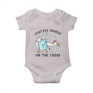 Funny Goose Nurse Christmas Baby Onesie Festive Nurses On The Loose TS14 Ice Gray Print Your Wear