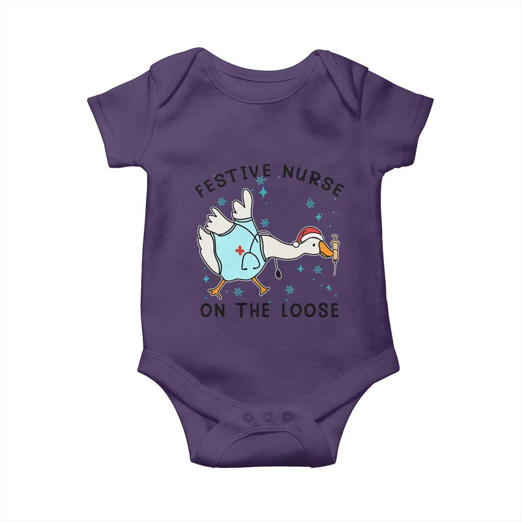 Funny Goose Nurse Christmas Baby Onesie Festive Nurses On The Loose TS14 Purple Print Your Wear
