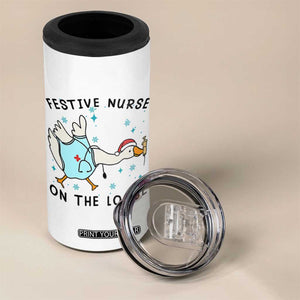 Funny Goose Nurse Christmas 4 in 1 Can Cooler Tumbler Festive Nurses On The Loose TS14 Print Your Wear