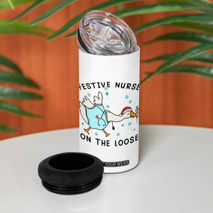 Funny Goose Nurse Christmas 4 in 1 Can Cooler Tumbler Festive Nurses On The Loose TS14 Print Your Wear