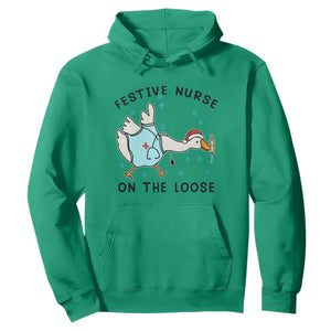 Funny Goose Nurse Christmas Hoodie Festive Nurses On The Loose TS14 Irish Green Print Your Wear