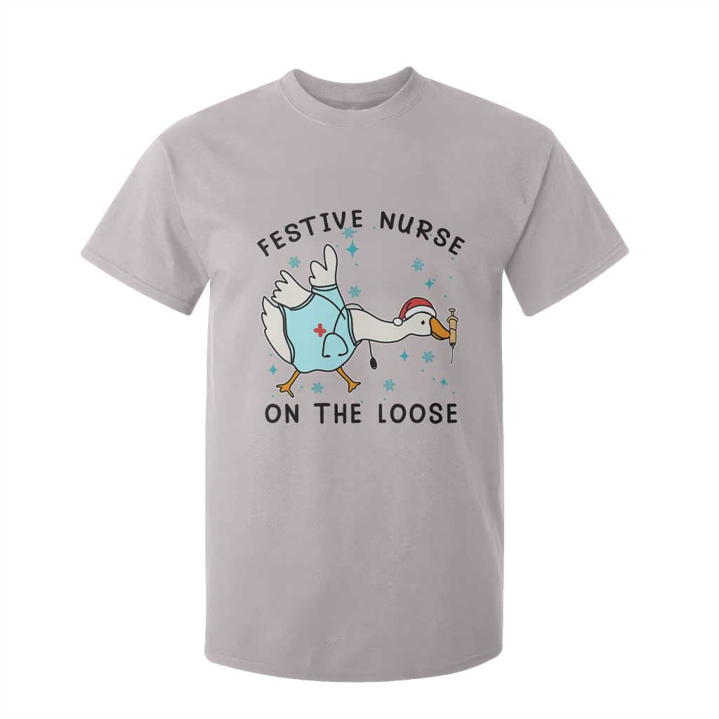 Funny Goose Nurse Christmas T Shirt For Kid Festive Nurses On The Loose TS14 Ice Gray Print Your Wear