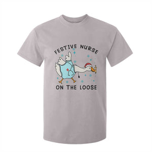 Funny Goose Nurse Christmas T Shirt For Kid Festive Nurses On The Loose TS14 Ice Gray Print Your Wear