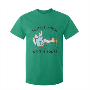 Funny Goose Nurse Christmas T Shirt For Kid Festive Nurses On The Loose TS14 Irish Green Print Your Wear