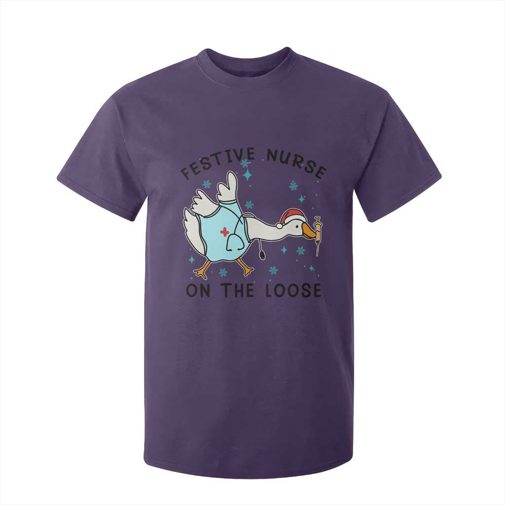 Funny Goose Nurse Christmas T Shirt For Kid Festive Nurses On The Loose TS14 Purple Print Your Wear
