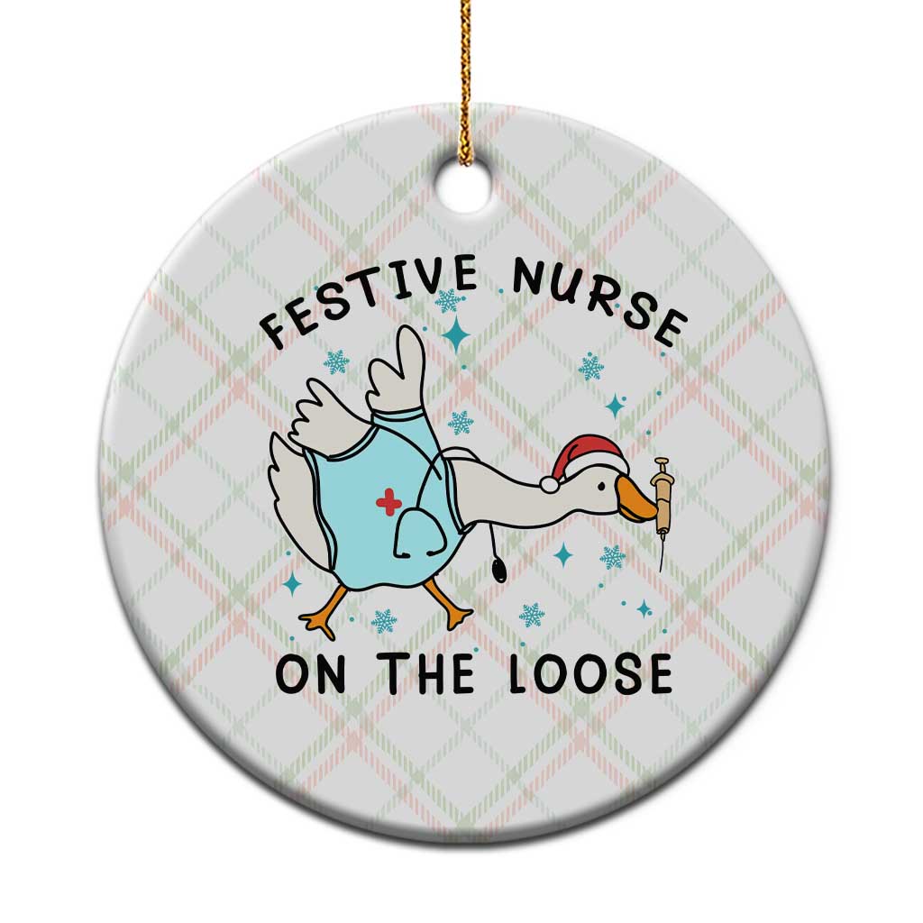 Funny Goose Nurse Christmas Ceramic Ornament Festive Nurses On The Loose TS14 1pc Christmas Plaid Print Your Wear