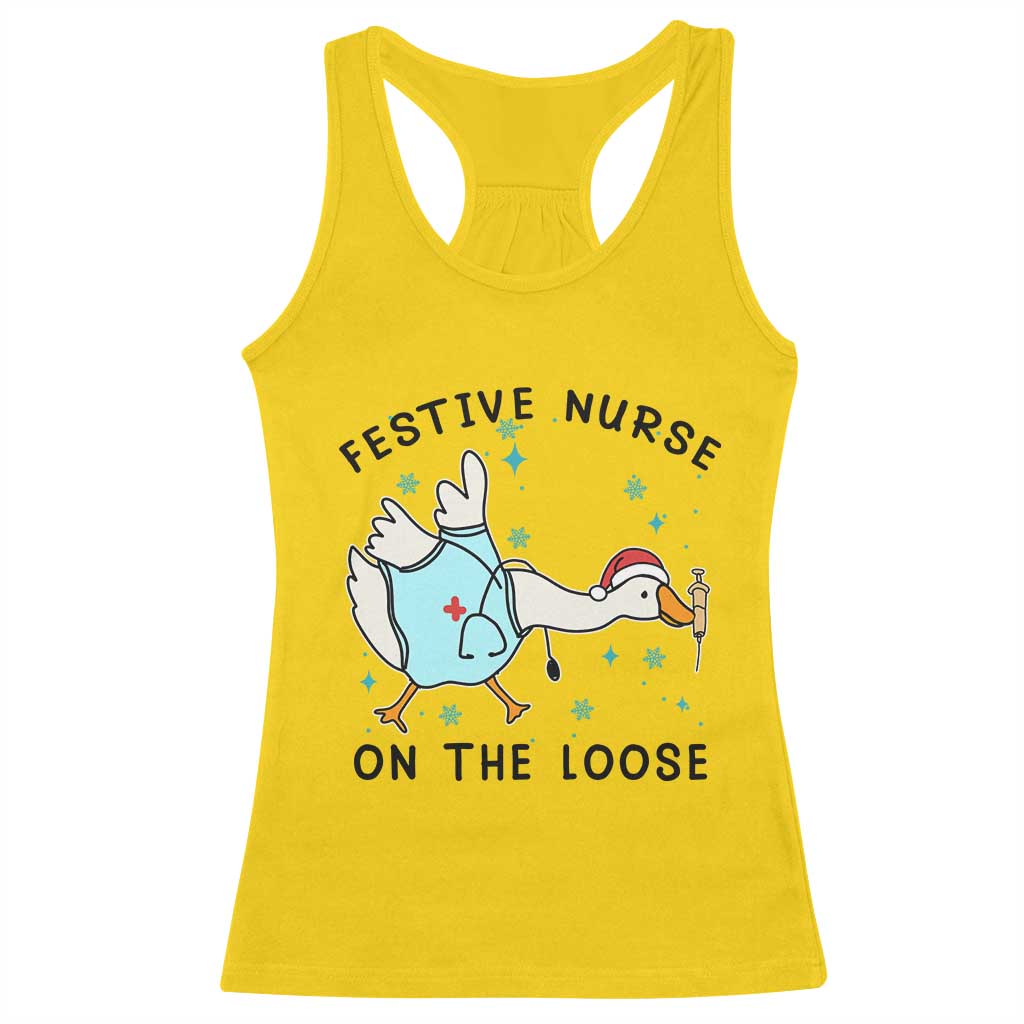 Funny Goose Nurse Christmas Racerback Tank Top Festive Nurses On The Loose TS14 Daisy Print Your Wear