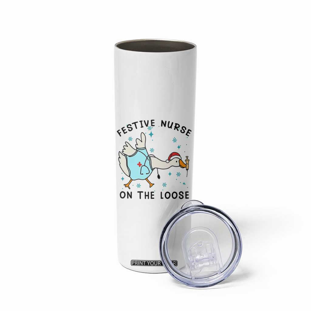 Funny Goose Nurse Christmas Skinny Tumbler Festive Nurses On The Loose TS14 Print Your Wear