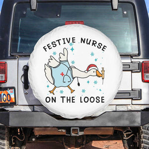 Funny Goose Nurse Christmas Spare Tire Cover Festive Nurses On The Loose TS14 No hole White Print Your Wear