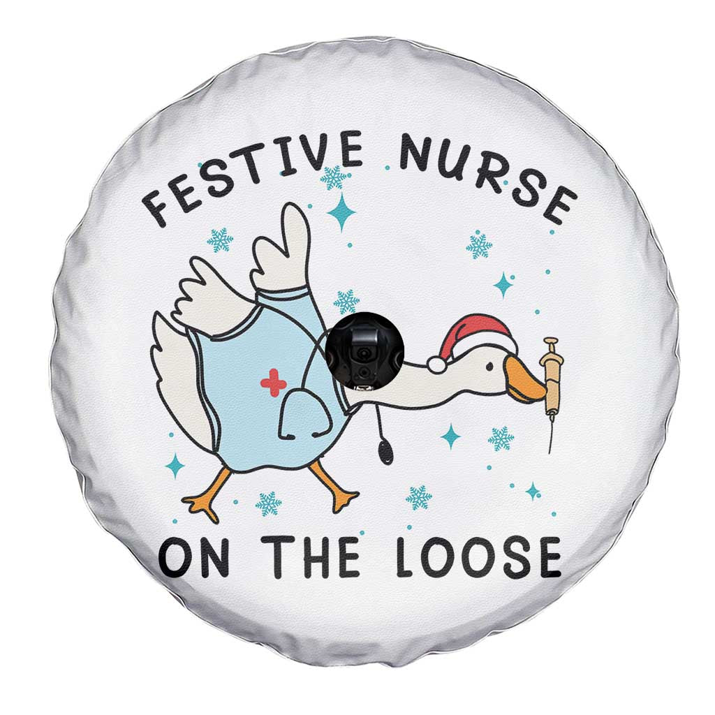 Funny Goose Nurse Christmas Spare Tire Cover Festive Nurses On The Loose TS14 Print Your Wear