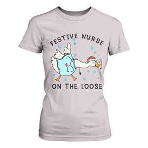 Funny Goose Nurse Christmas T Shirt For Women Festive Nurses On The Loose TS14 Ice Gray Print Your Wear