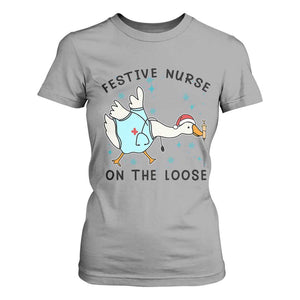 Funny Goose Nurse Christmas T Shirt For Women Festive Nurses On The Loose TS14 Sport Gray Print Your Wear