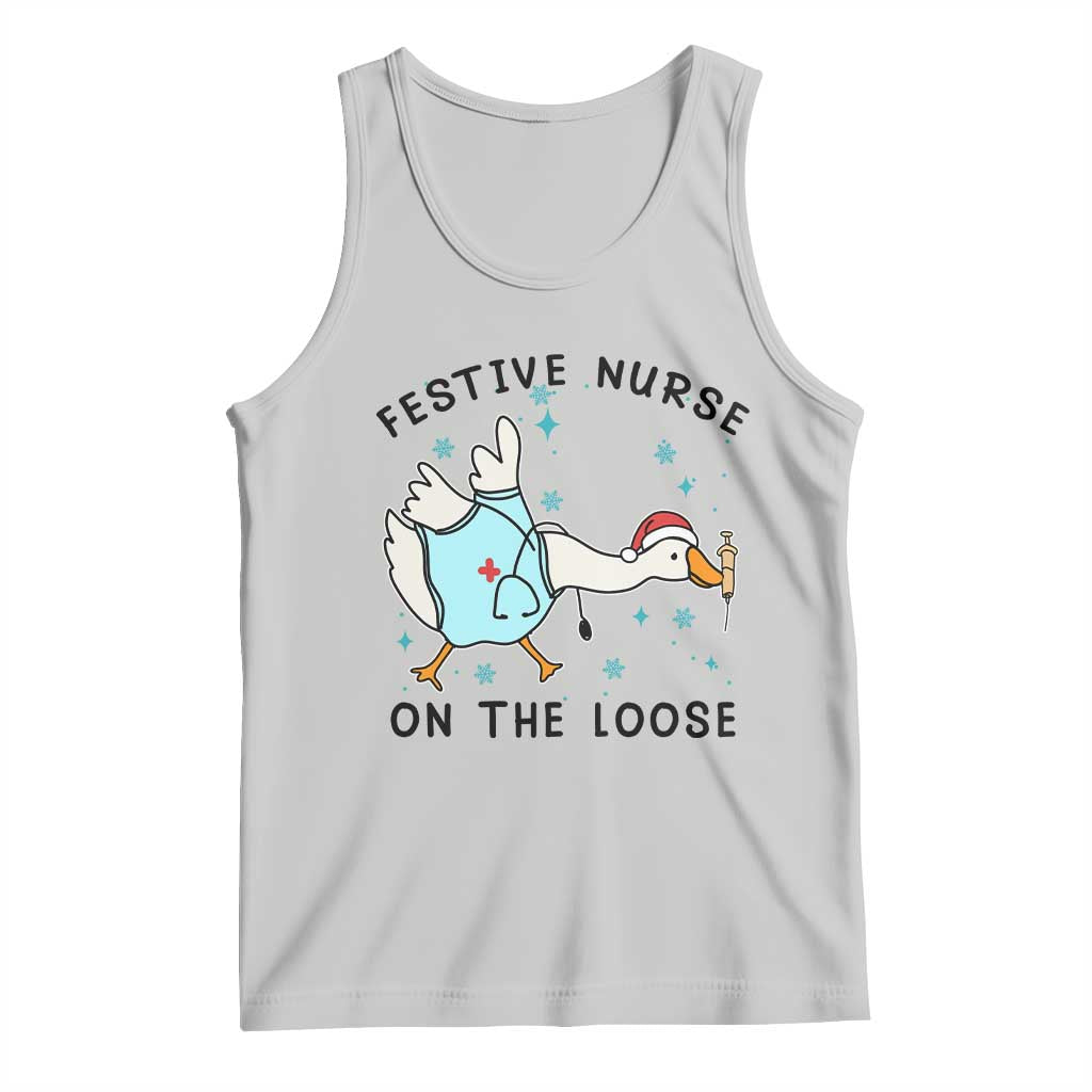 Funny Goose Nurse Christmas Tank Top Festive Nurses On The Loose TS14 Ash Print Your Wear