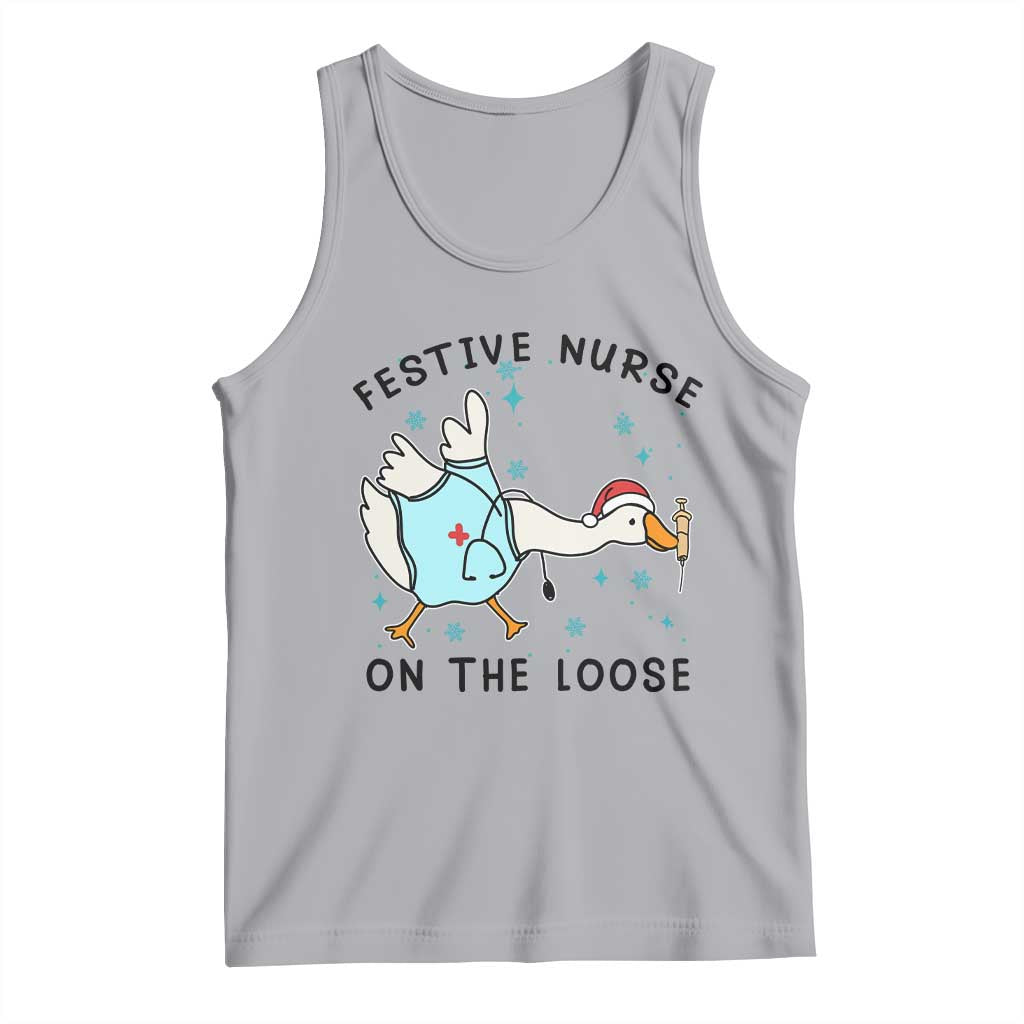 Funny Goose Nurse Christmas Tank Top Festive Nurses On The Loose TS14 Athletic Heather Print Your Wear