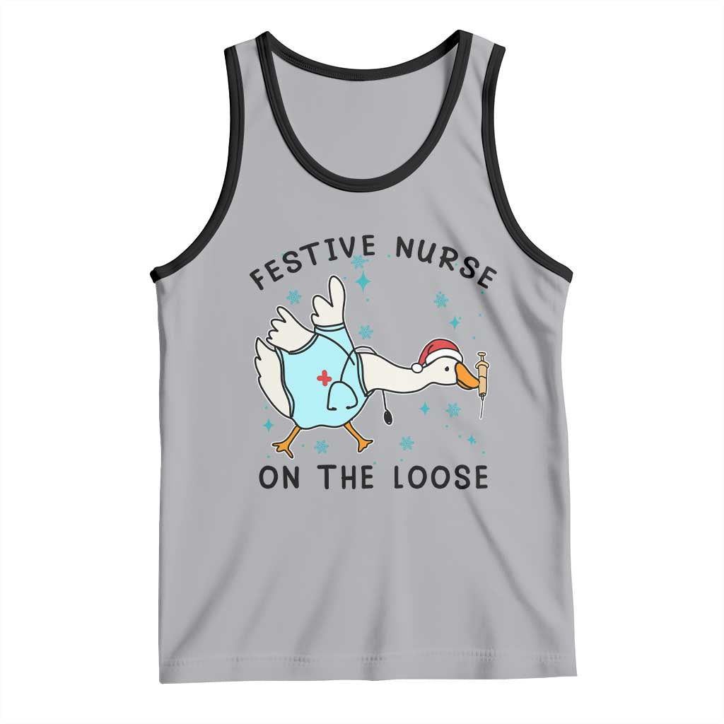 Funny Goose Nurse Christmas Tank Top Festive Nurses On The Loose TS14 Athletic Heather Black Print Your Wear