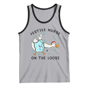 Funny Goose Nurse Christmas Tank Top Festive Nurses On The Loose TS14 Athletic Heather Black Print Your Wear