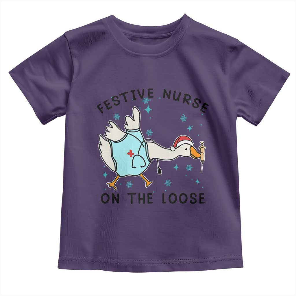 Funny Goose Nurse Christmas Toddler T Shirt Festive Nurses On The Loose TS14 Purple Print Your Wear