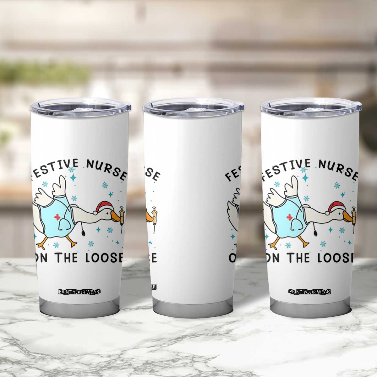 Funny Goose Nurse Christmas Tumbler Cup Festive Nurses On The Loose TS14 Print Your Wear