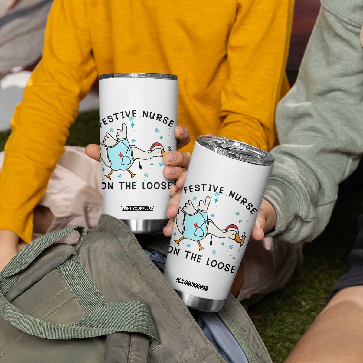 Funny Goose Nurse Christmas Tumbler Cup Festive Nurses On The Loose TS14 Print Your Wear