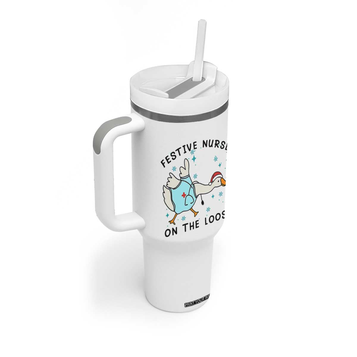 Funny Goose Nurse Christmas Tumbler With Handle Festive Nurses On The Loose TS14 Print Your Wear