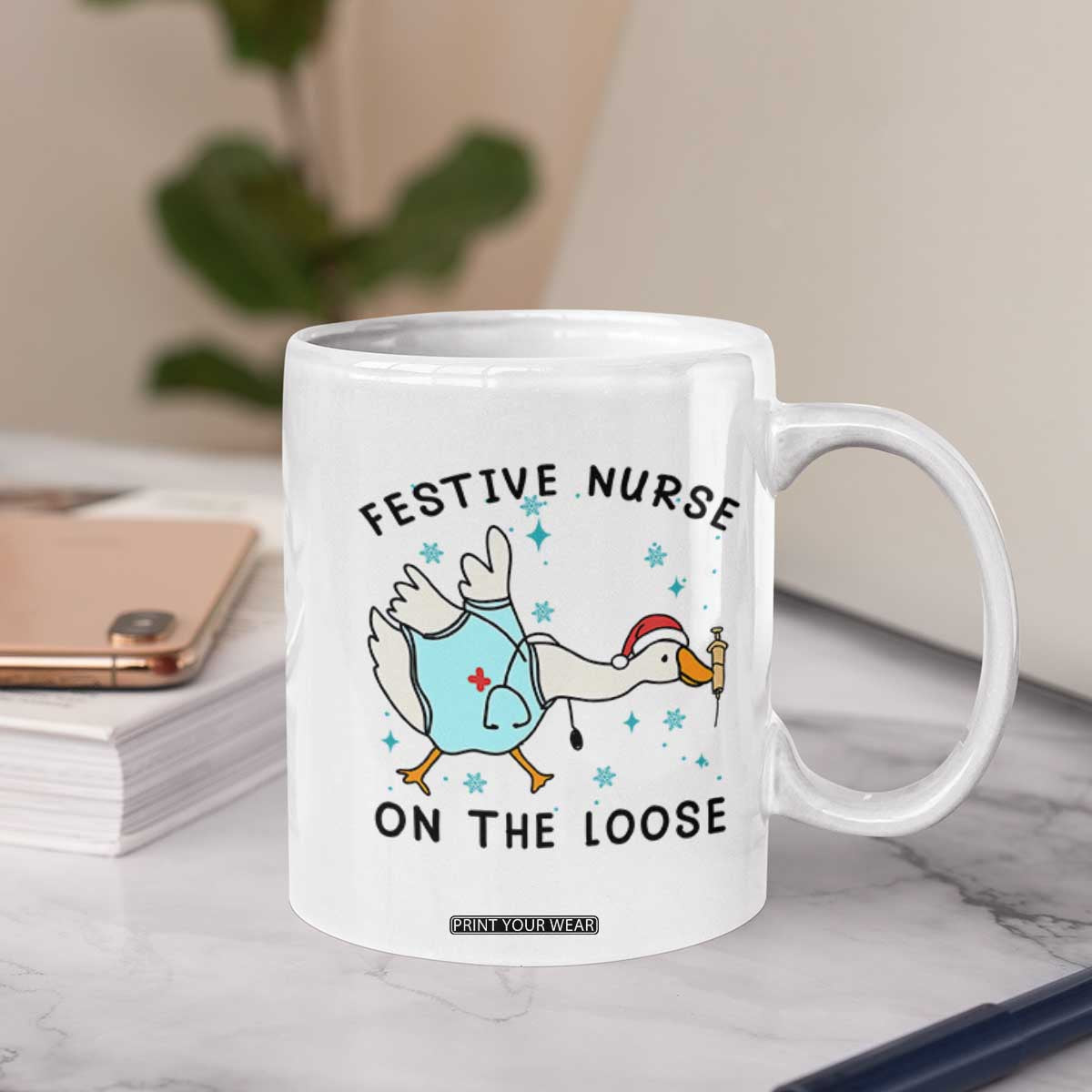 Funny Goose Nurse Christmas Coffee Mug Festive Nurses On The Loose TS14 Print Your Wear
