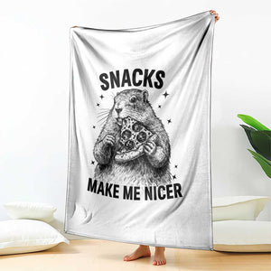 Funny Groundhog Eating Pizza Throw Blanket Snacks Make Me Nicer TS14 Print Your Wear