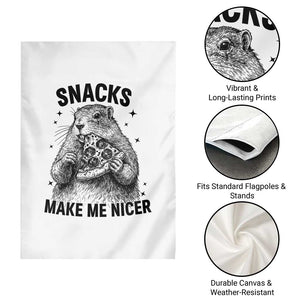 Funny Groundhog Eating Pizza Garden Flag Snacks Make Me Nicer TS14 Print Your Wear