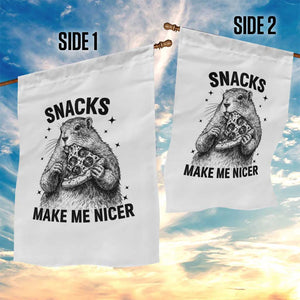 Funny Groundhog Eating Pizza Garden Flag Snacks Make Me Nicer TS14 Print Your Wear