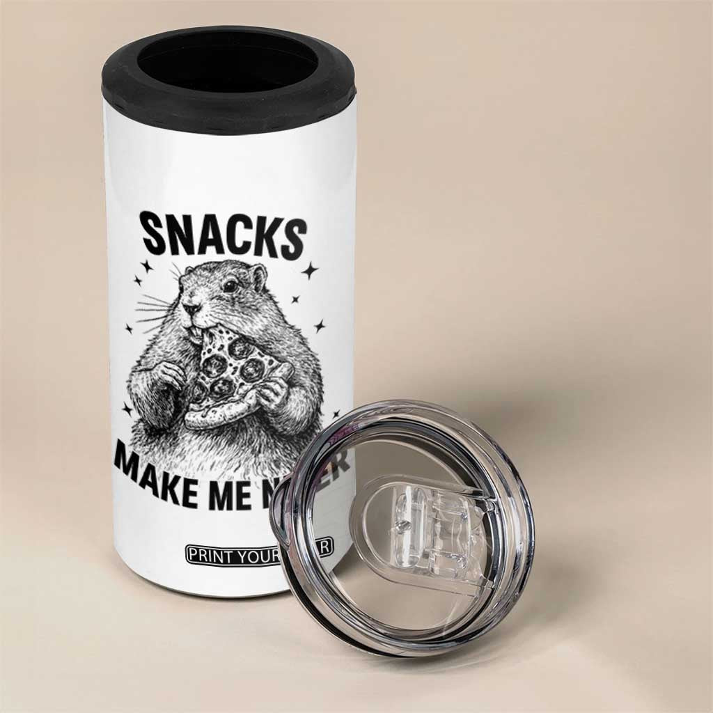 Funny Groundhog Eating Pizza 4 in 1 Can Cooler Tumbler Snacks Make Me Nicer TS14 Print Your Wear