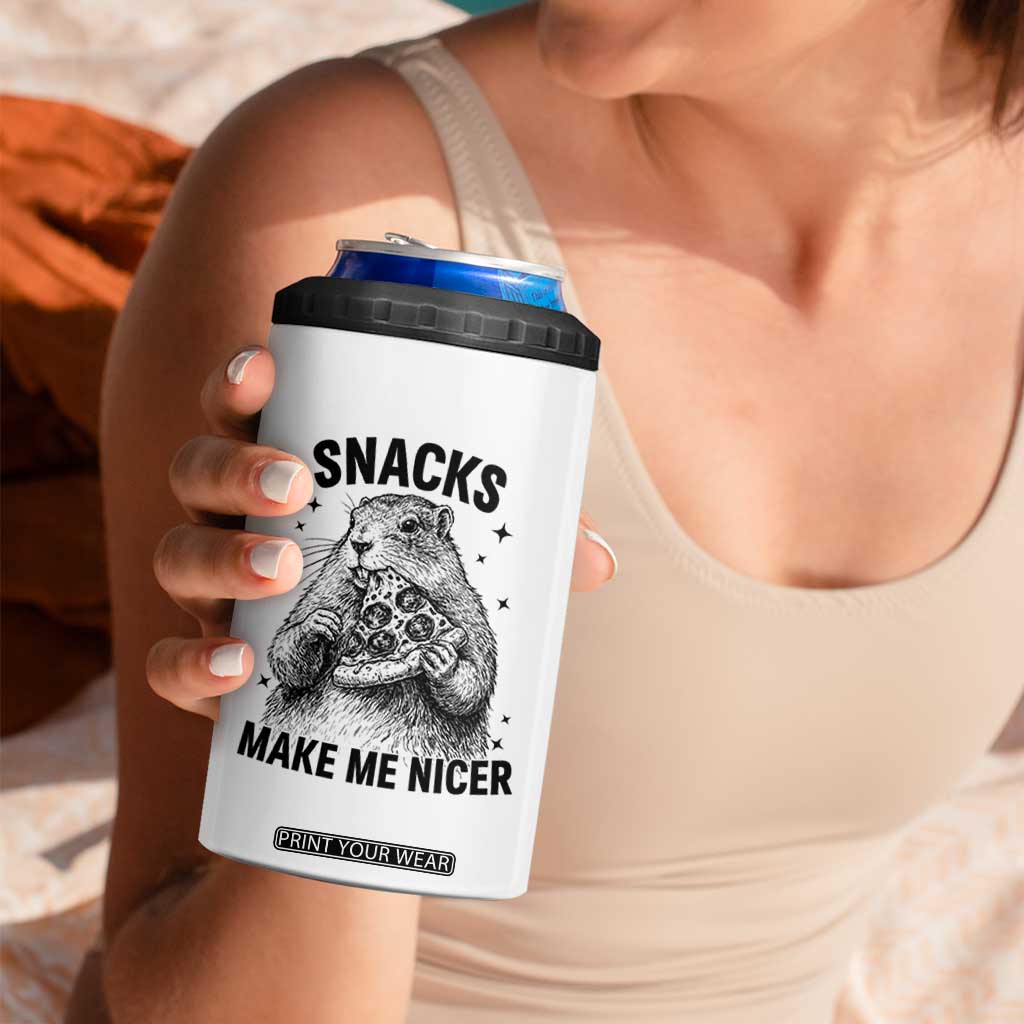 Funny Groundhog Eating Pizza 4 in 1 Can Cooler Tumbler Snacks Make Me Nicer TS14 Print Your Wear