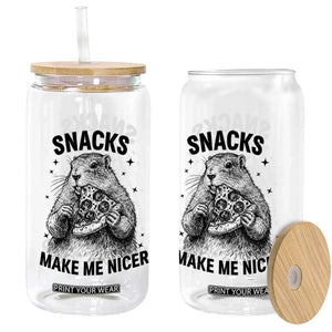 Funny Groundhog Eating Pizza Glass Can Snacks Make Me Nicer TS14 Print Your Wear