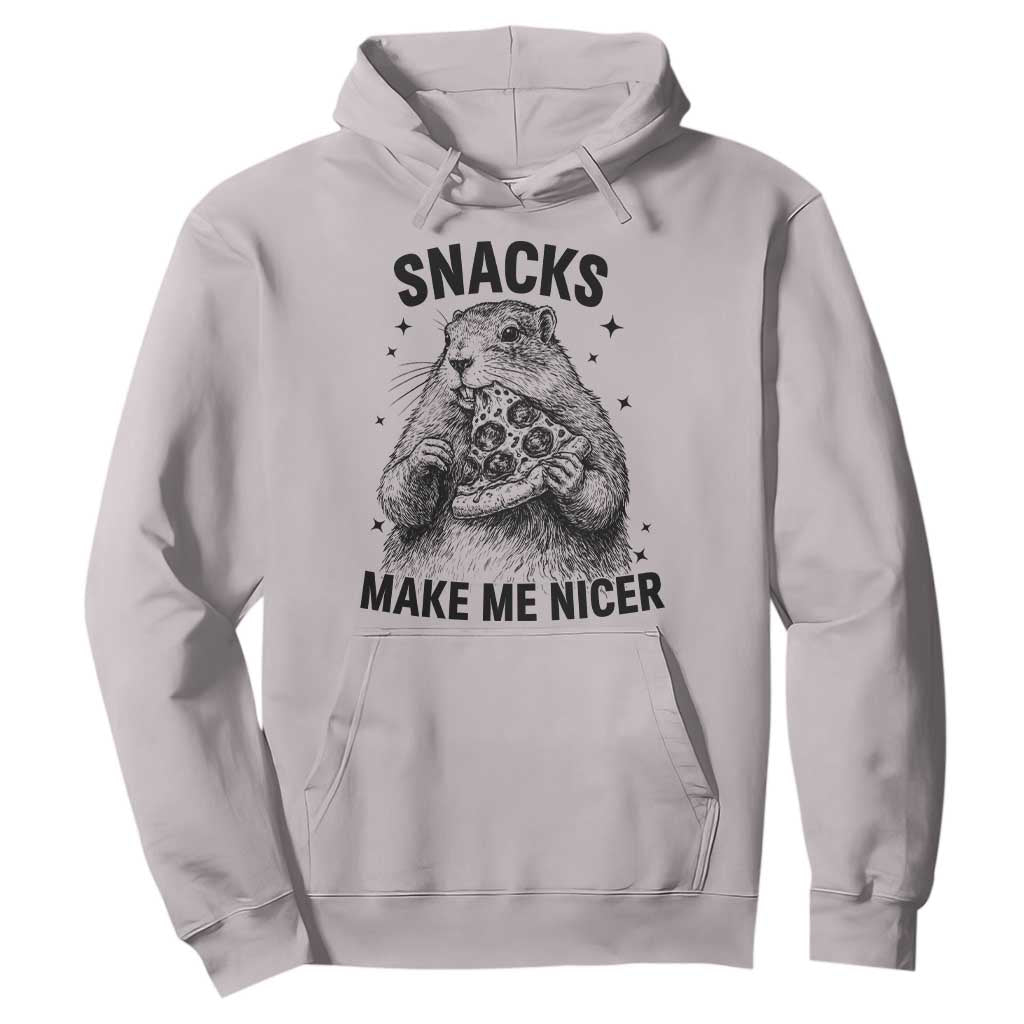 Funny Groundhog Eating Pizza Hoodie Snacks Make Me Nicer TS14 Ice Gray Print Your Wear