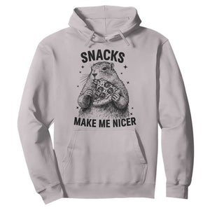 Funny Groundhog Eating Pizza Hoodie Snacks Make Me Nicer TS14 Ice Gray Print Your Wear