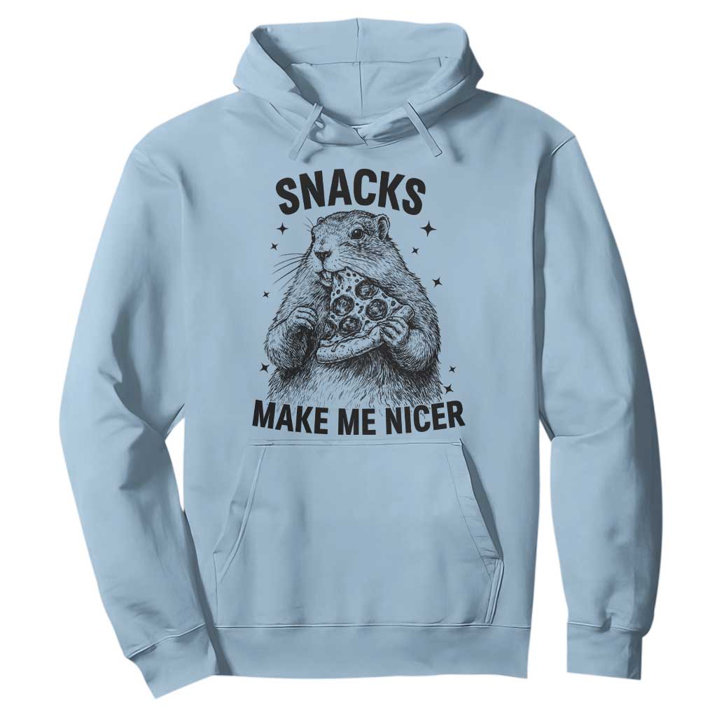 Funny Groundhog Eating Pizza Hoodie Snacks Make Me Nicer TS14 Light Blue Print Your Wear