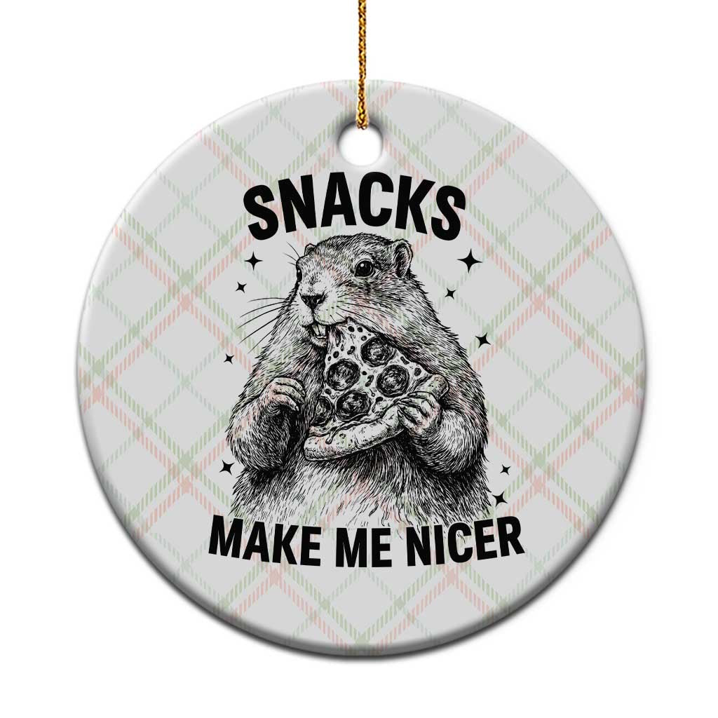 Funny Groundhog Eating Pizza Ceramic Ornament Snacks Make Me Nicer TS14 1pc Christmas Plaid Print Your Wear