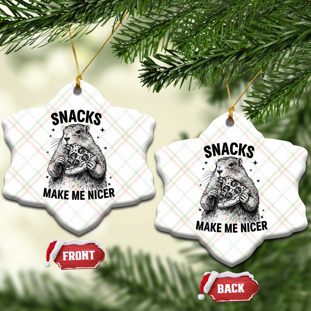 Funny Groundhog Eating Pizza Ceramic Ornament Snacks Make Me Nicer TS14 Print Your Wear