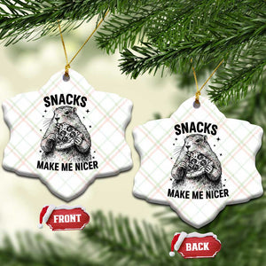 Funny Groundhog Eating Pizza Ceramic Ornament Snacks Make Me Nicer TS14 Print Your Wear