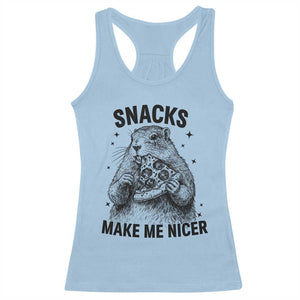 Funny Groundhog Eating Pizza Racerback Tank Top Snacks Make Me Nicer TS14 Light Blue Print Your Wear