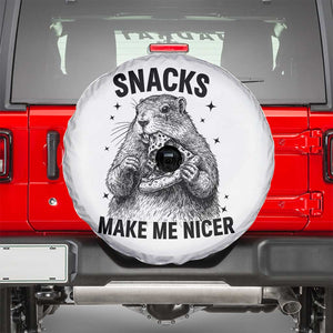 Funny Groundhog Eating Pizza Spare Tire Cover Snacks Make Me Nicer TS14 White Print Your Wear