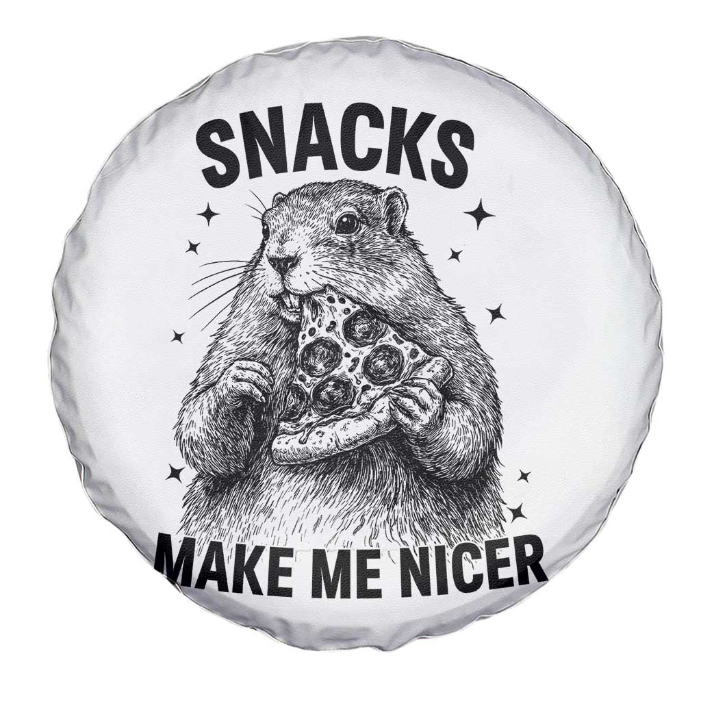 Funny Groundhog Eating Pizza Spare Tire Cover Snacks Make Me Nicer TS14 Print Your Wear