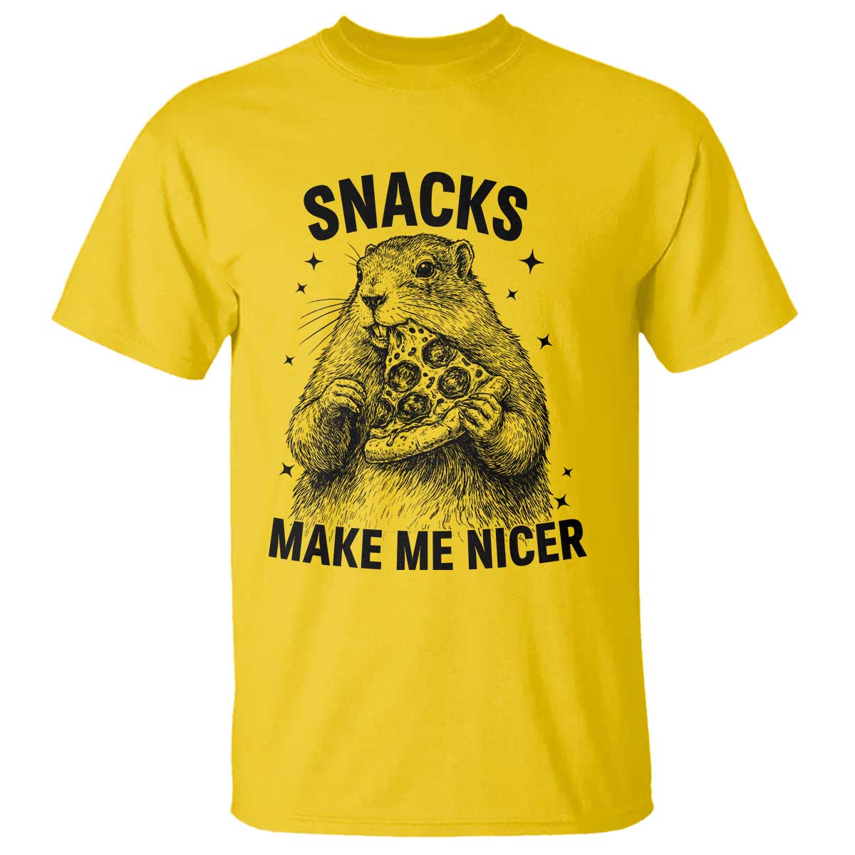 Funny Groundhog Eating Pizza T Shirt Snacks Make Me Nicer TS14 Daisy Print Your Wear