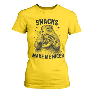 Funny Groundhog Eating Pizza T Shirt For Women Snacks Make Me Nicer TS14 Daisy Print Your Wear