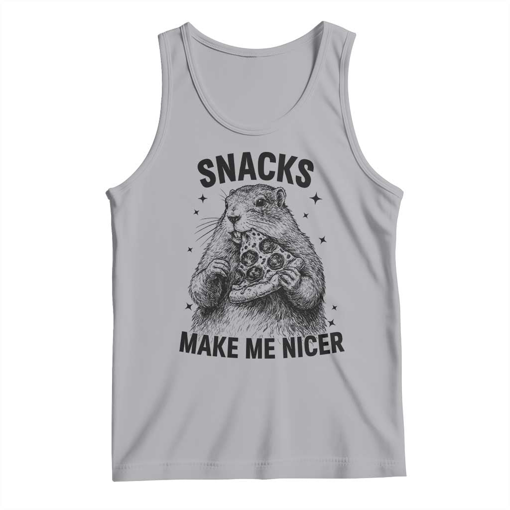 Funny Groundhog Eating Pizza Tank Top Snacks Make Me Nicer TS14 Athletic Heather Print Your Wear