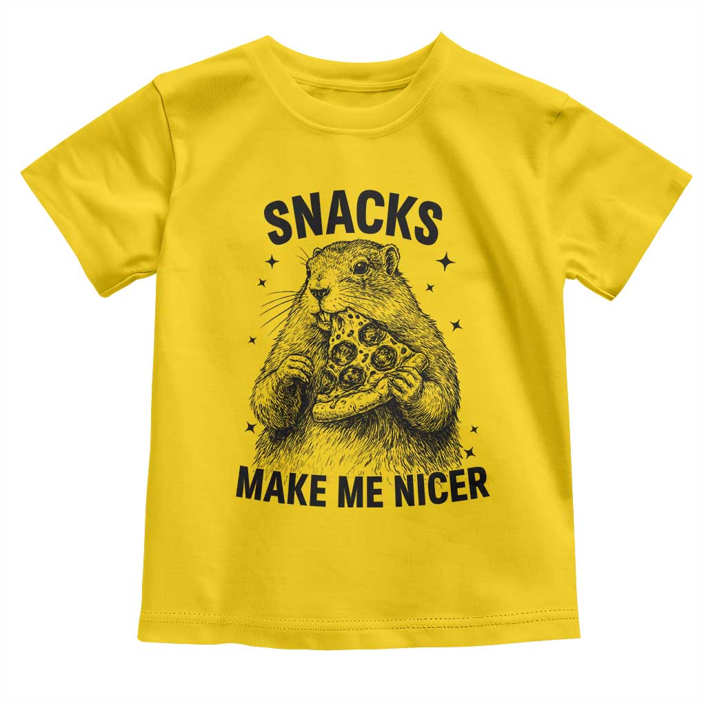 Funny Groundhog Eating Pizza Toddler T Shirt Snacks Make Me Nicer TS14 Daisy Print Your Wear